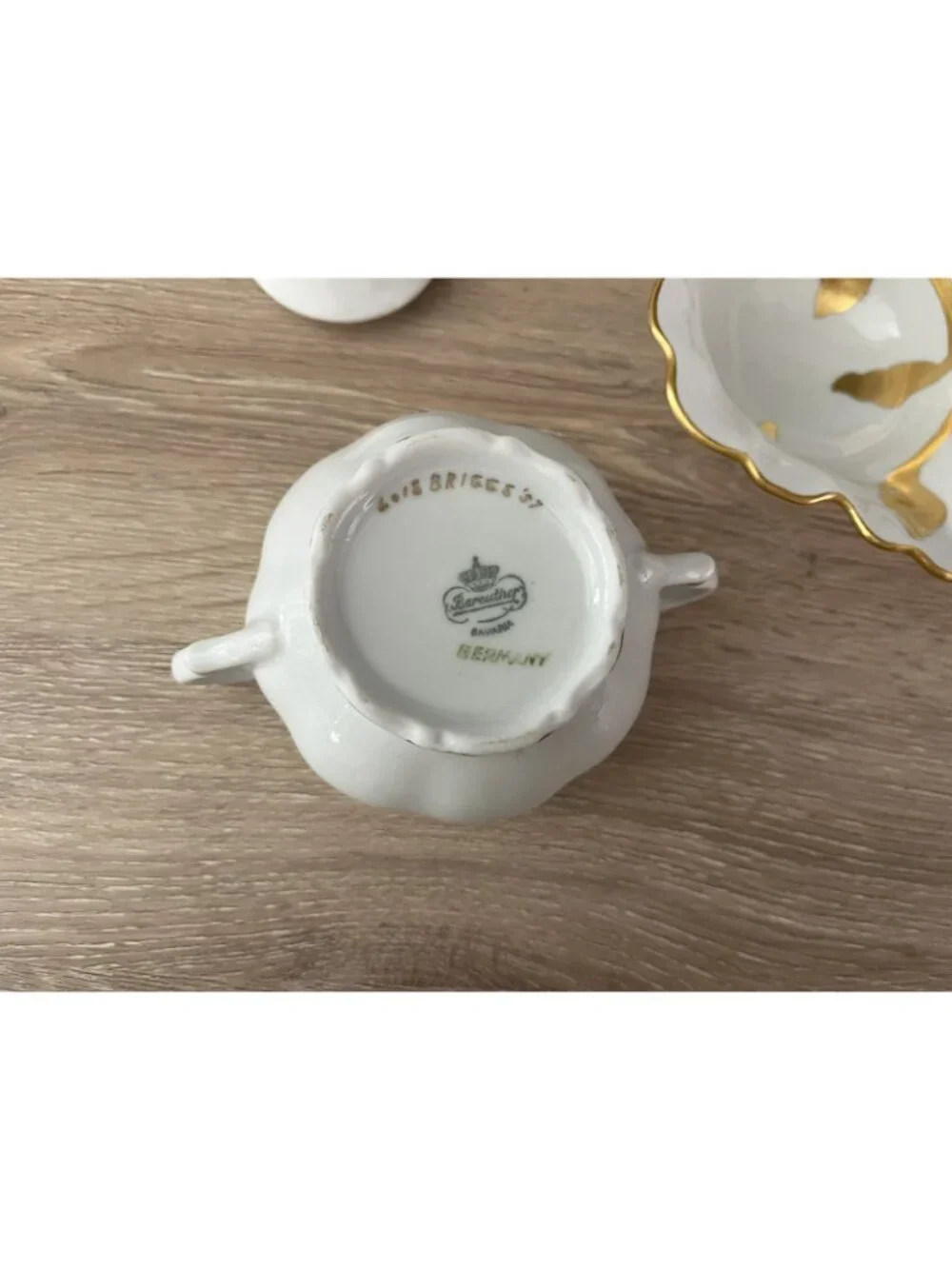 Vtg Bareuther Bavaria Germany Porcelain Sugar Bowl Gold Trim Lidded MCM Elegance
